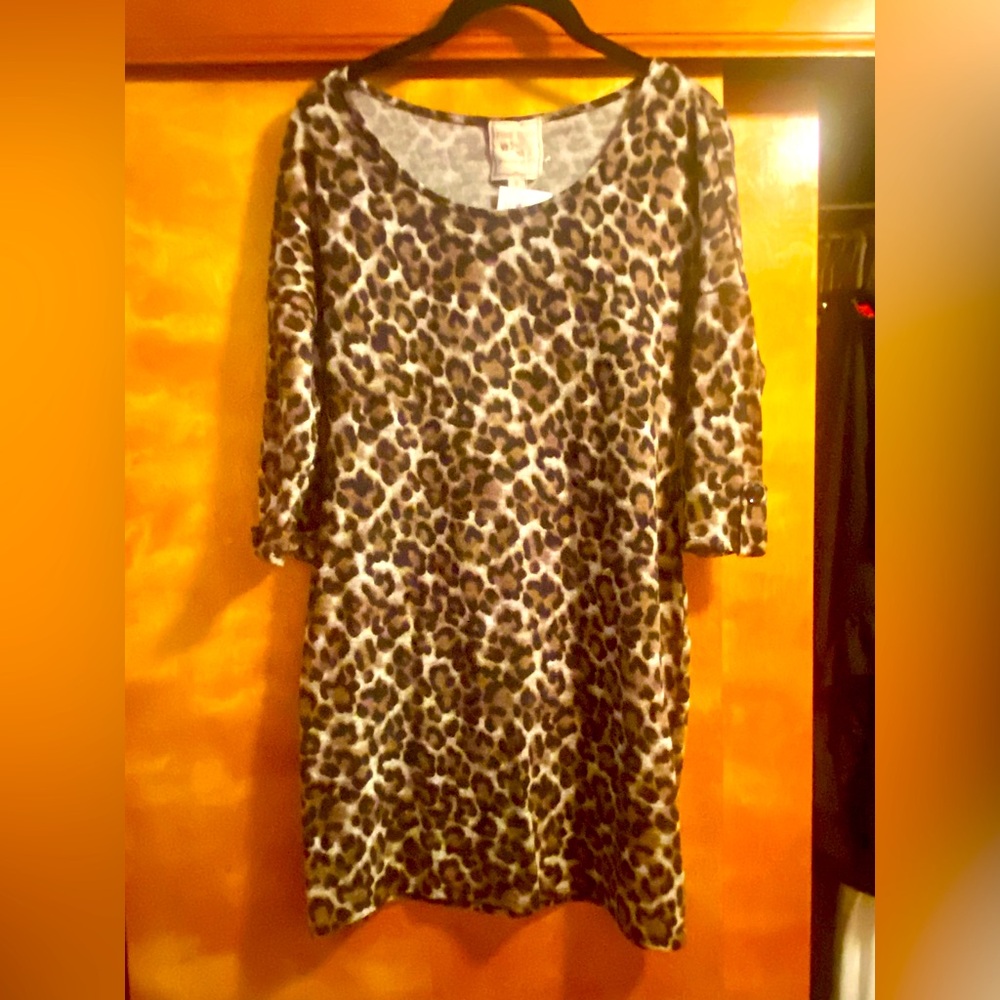 Pink Rose leopard 3/4 sleeve dress size M
